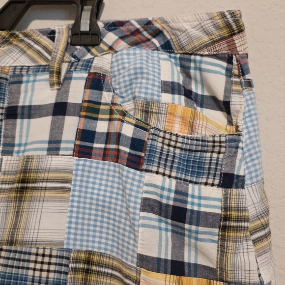 VTG Y2K Faded Glory Patchwork Plaid Mini Skirt Skort Madras Preppy Cotton SZ 10 - Picture 8 of 13